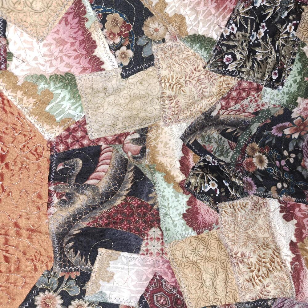 Patchwork Quilted Jacket With Embroidered Dragon … - image 6